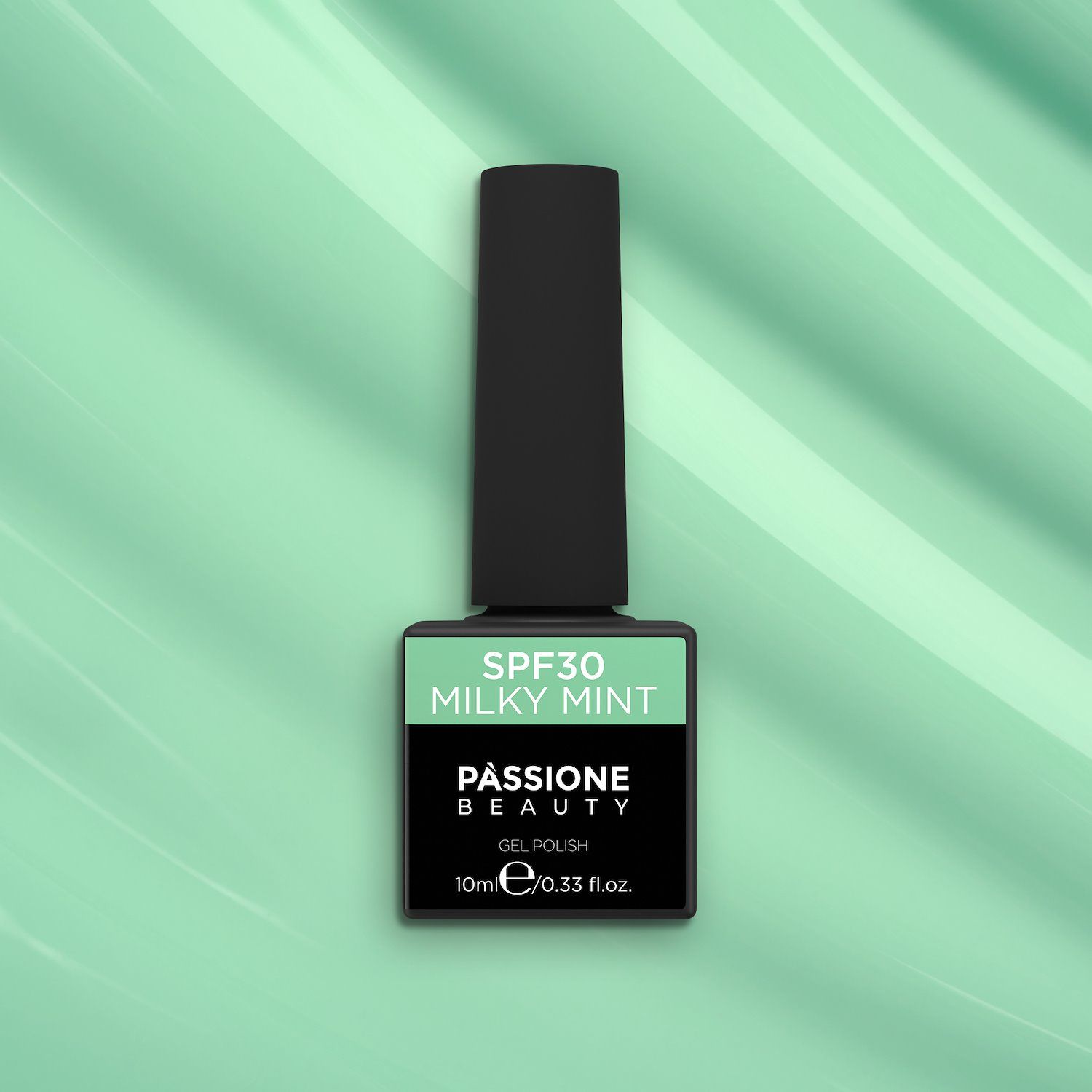 Gel Nail Polish GPF30 Milky Mint  - GPF30 Milky Mint gel polish, delicate pastel green - detail 2