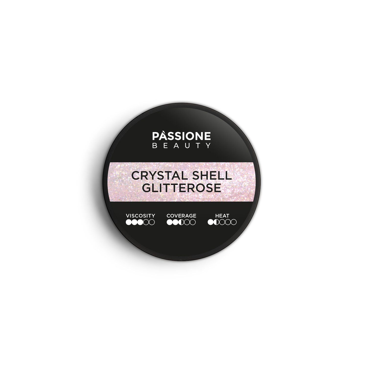 Crystal Shell Glitterose 15 ml - Gel de construction auto-égalisant rose clair avec micro-paillettes holographiques très fines - détail 2