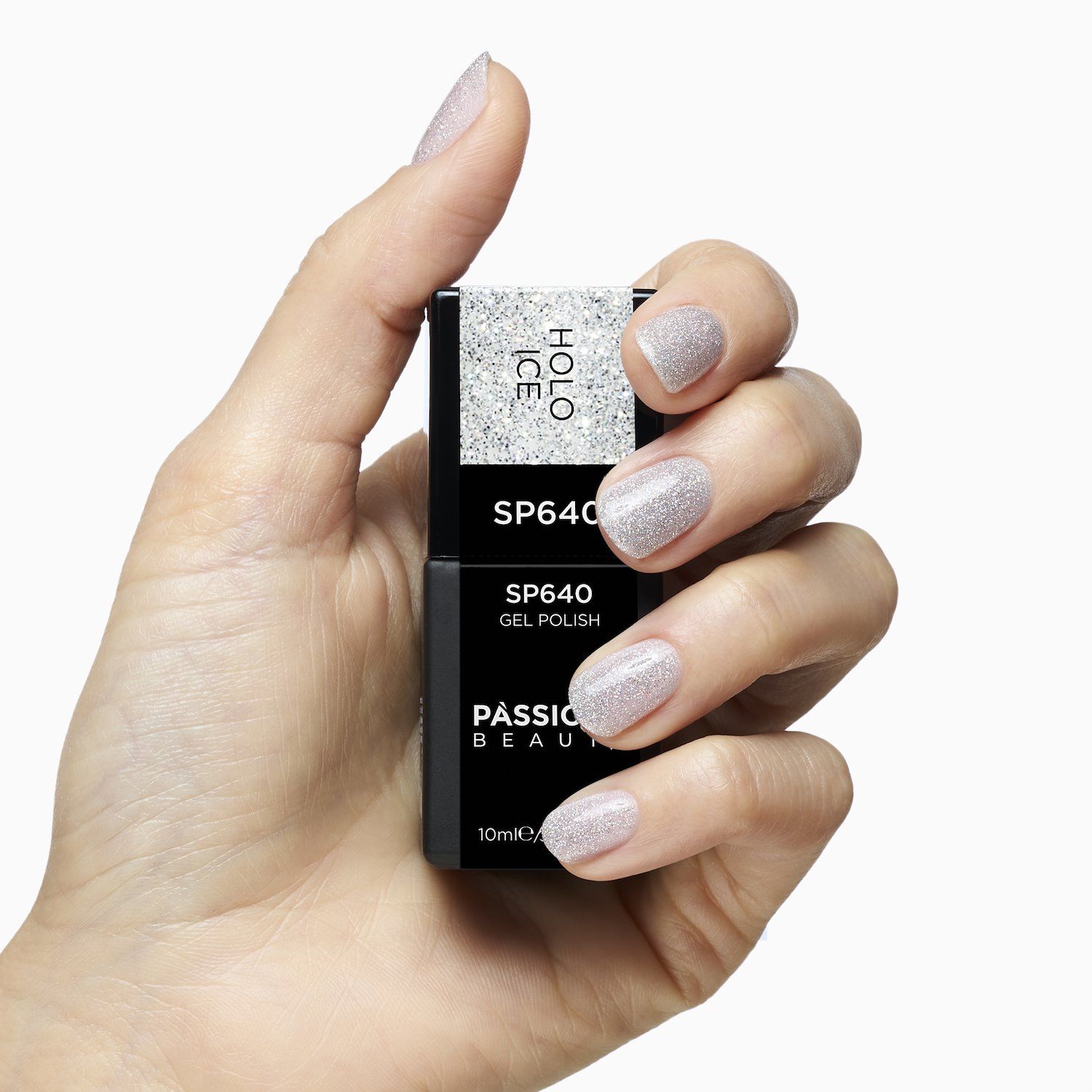 Esmalte semipermanente SP640 Holo Ice - Esmalte semipermanente transparente con micropurpurina plateada y holográfica - detalle 2