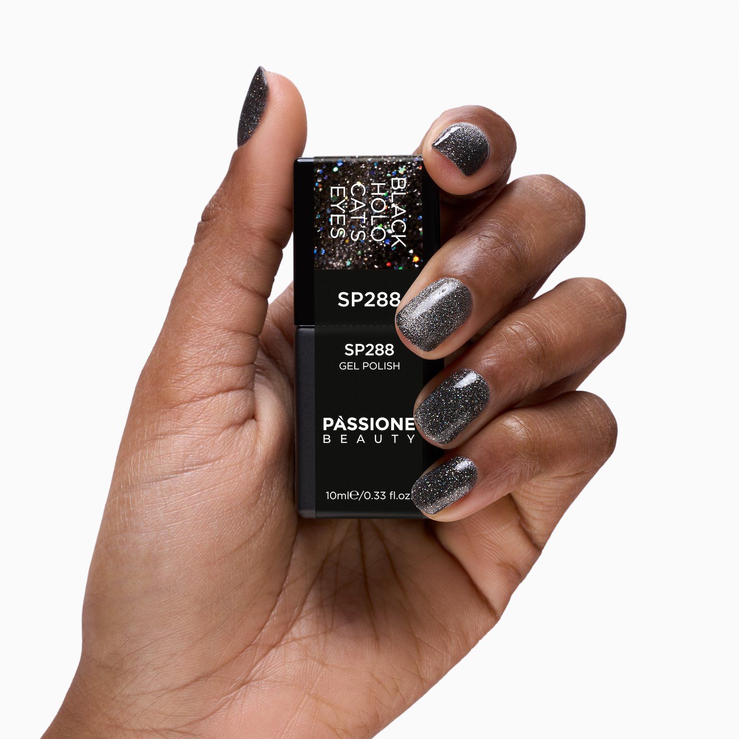 UV Nagellack NL288 Black Holo Cat's Eyes Detail