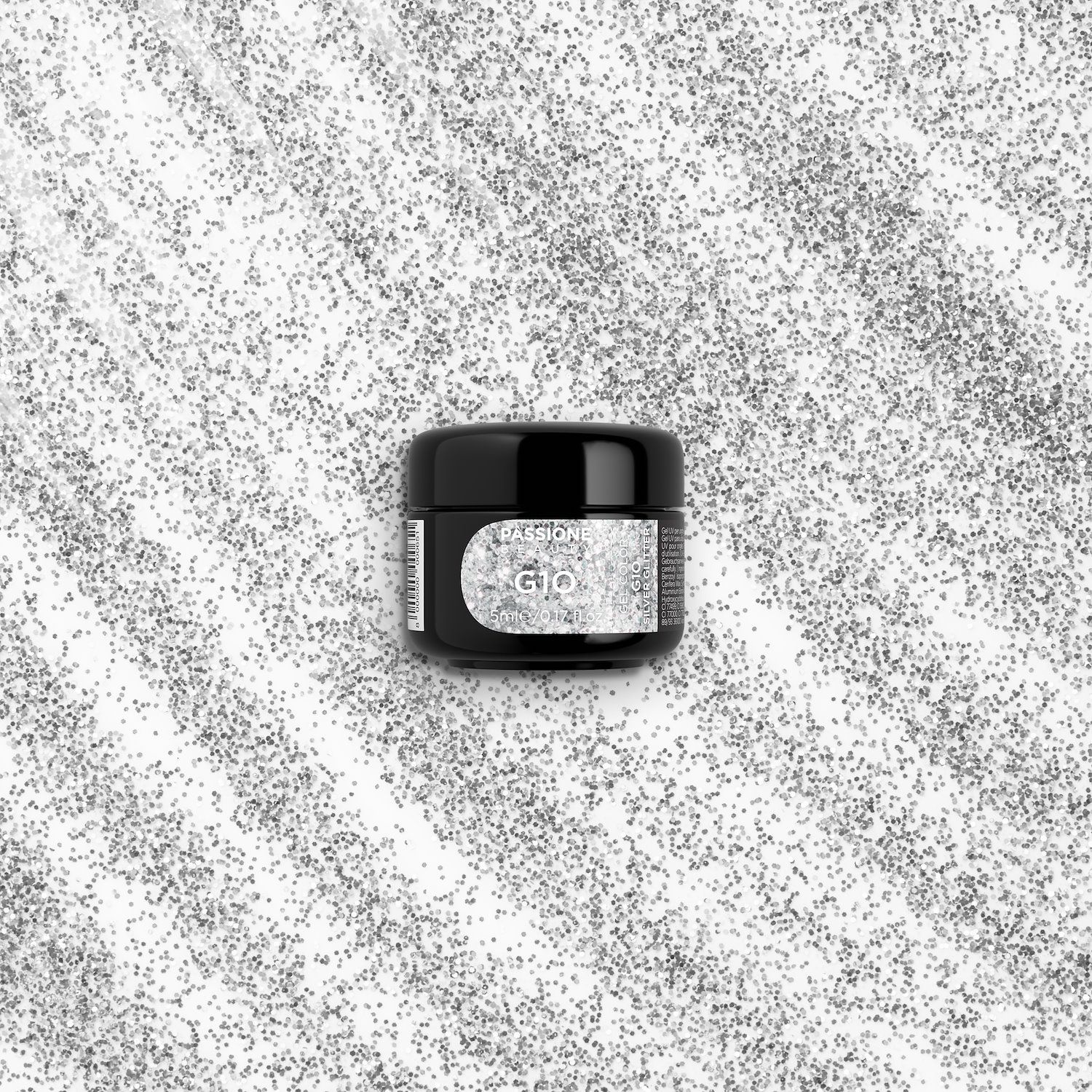 Gel Glitter G10 Silver Glitter - Gel color color plateado con purpurina - detalle 3