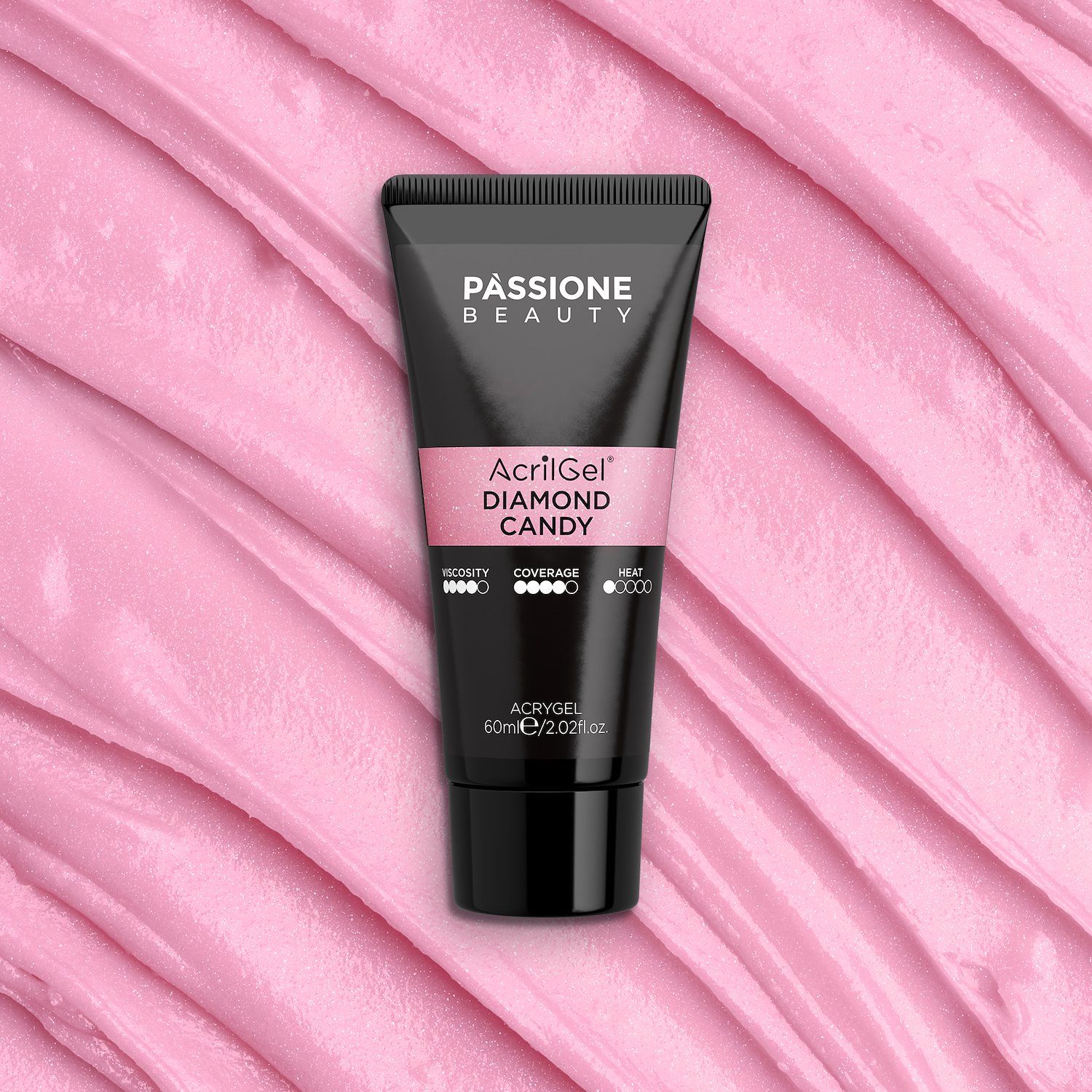 Acrygel® Diamond Candy 60 ml - Acrylic Gel Warm Vivid Pink with Fine Silver Micro-glitter - detail 2