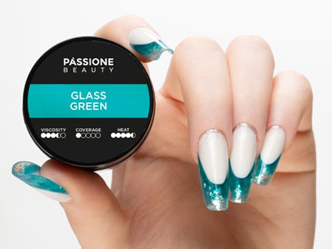 Green Glass French | Uñas efecto vidrio