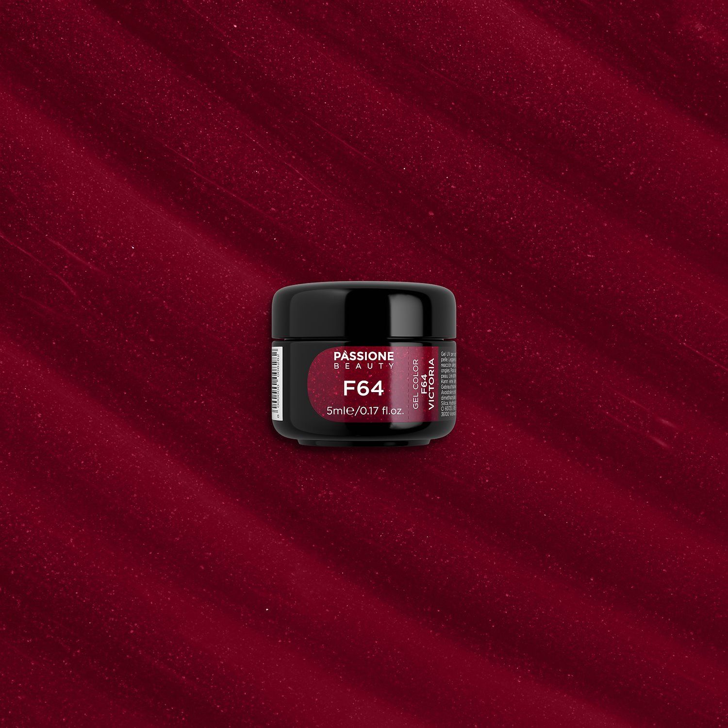 Gel Couleur F64 Victoria - Gel couleur auto-scellant bordeaux, avec micro paillettes - détail 3
