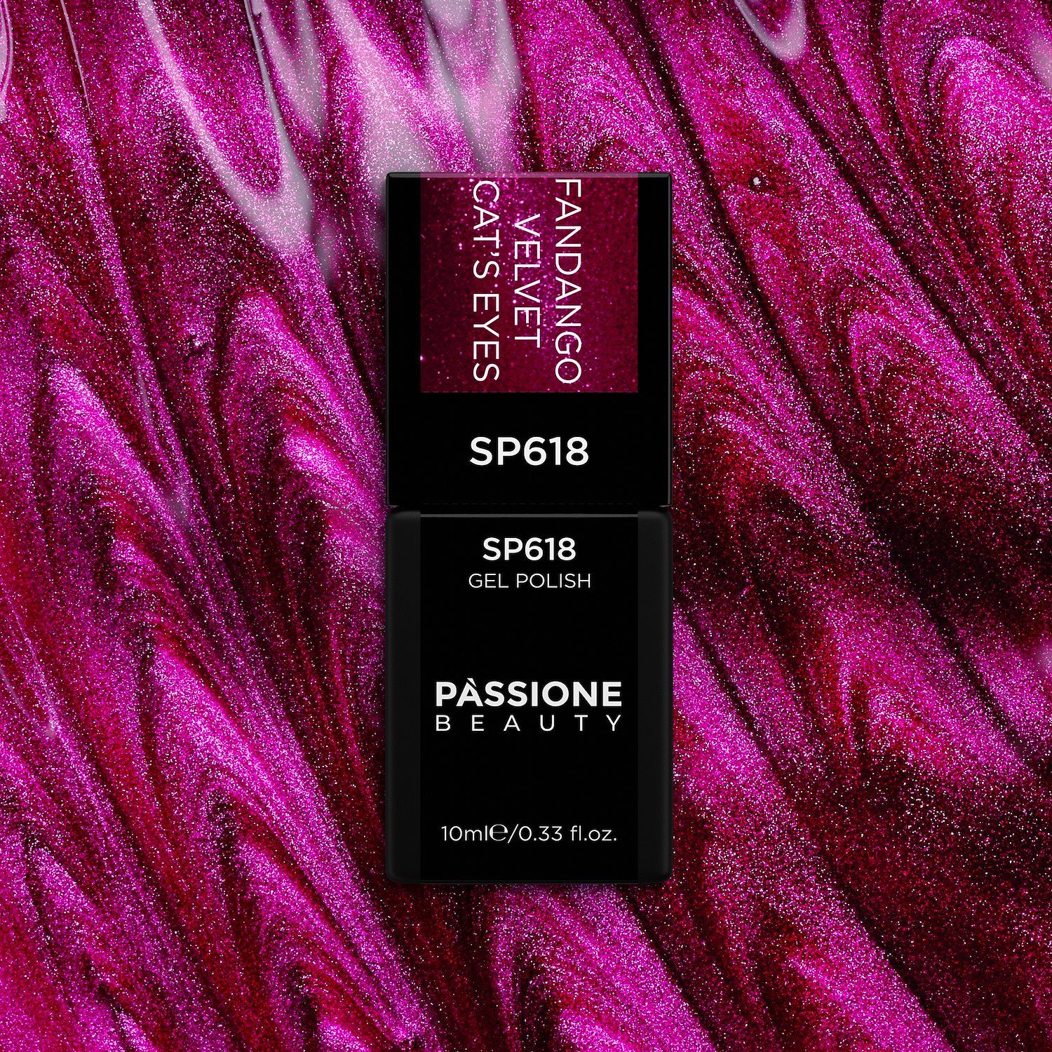 Smalto semipermanente SP618 Fandango Velvet Cat Eye - Colore semipermanente fucsia scuro effetto cat eye - dettaglio 3