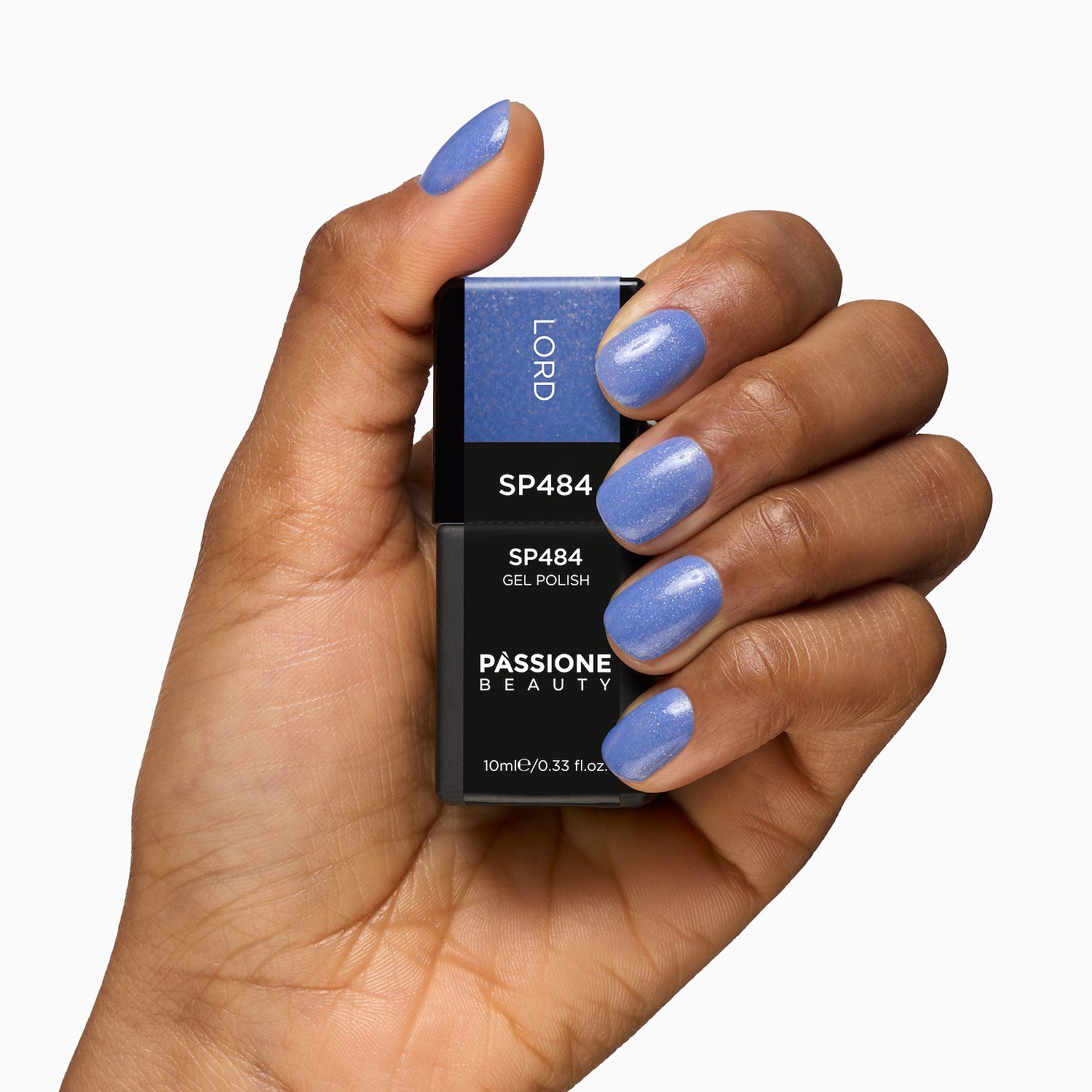 UV-Nagellack SP484 Lord - UV-Nagellack Perlmutt Jeansblau mit silbernen und blauen Micro-Glitzern - Detail 3