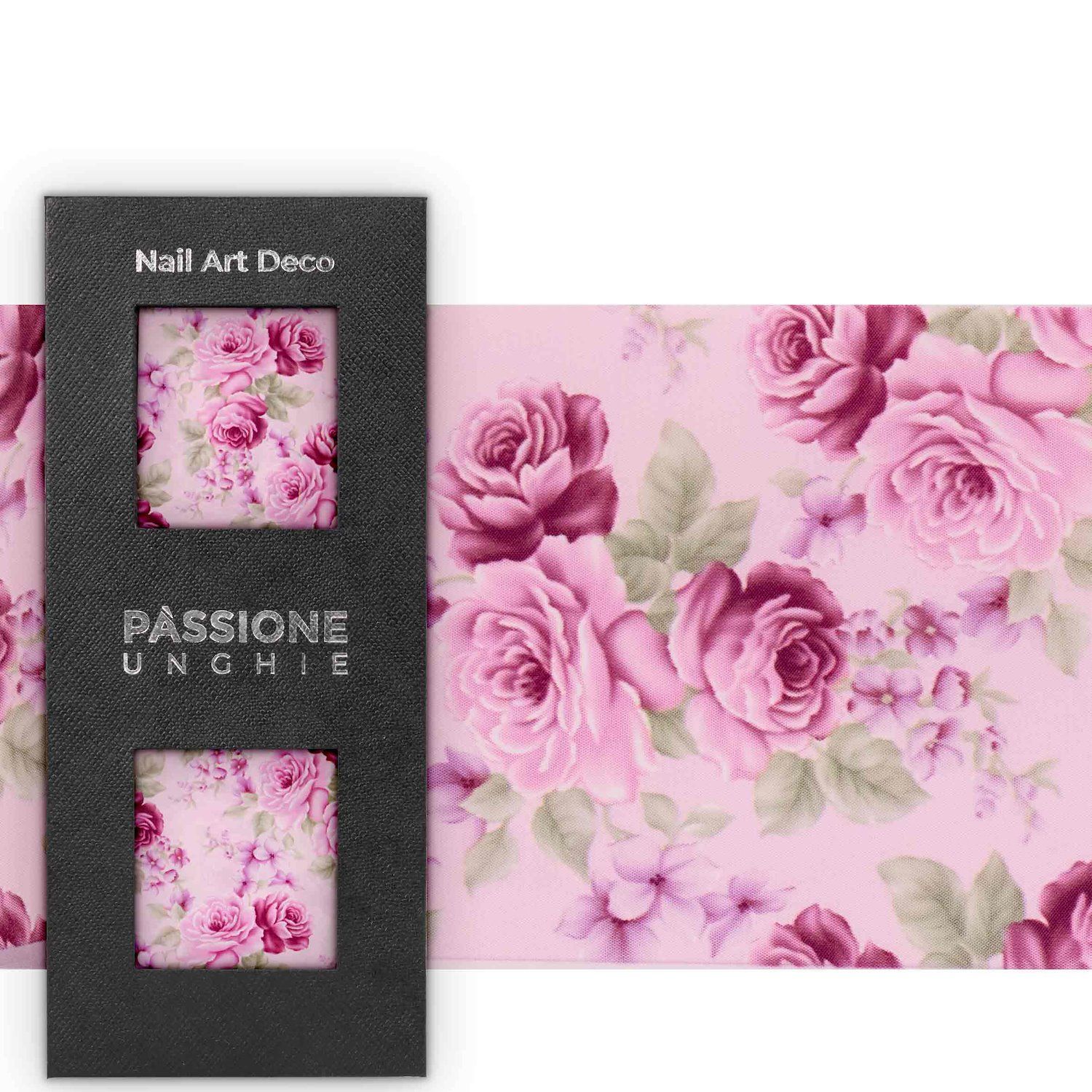 Valentine Flowers - Transfer Foil - Nail Transfer Foil - flowers on a pink base 