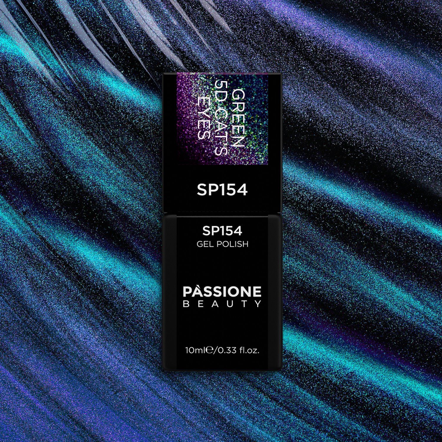 Gel Nail Polish SP154 Green 5D Cat Eye - Green Gel Polish with Cat Eye Effect - detail 3