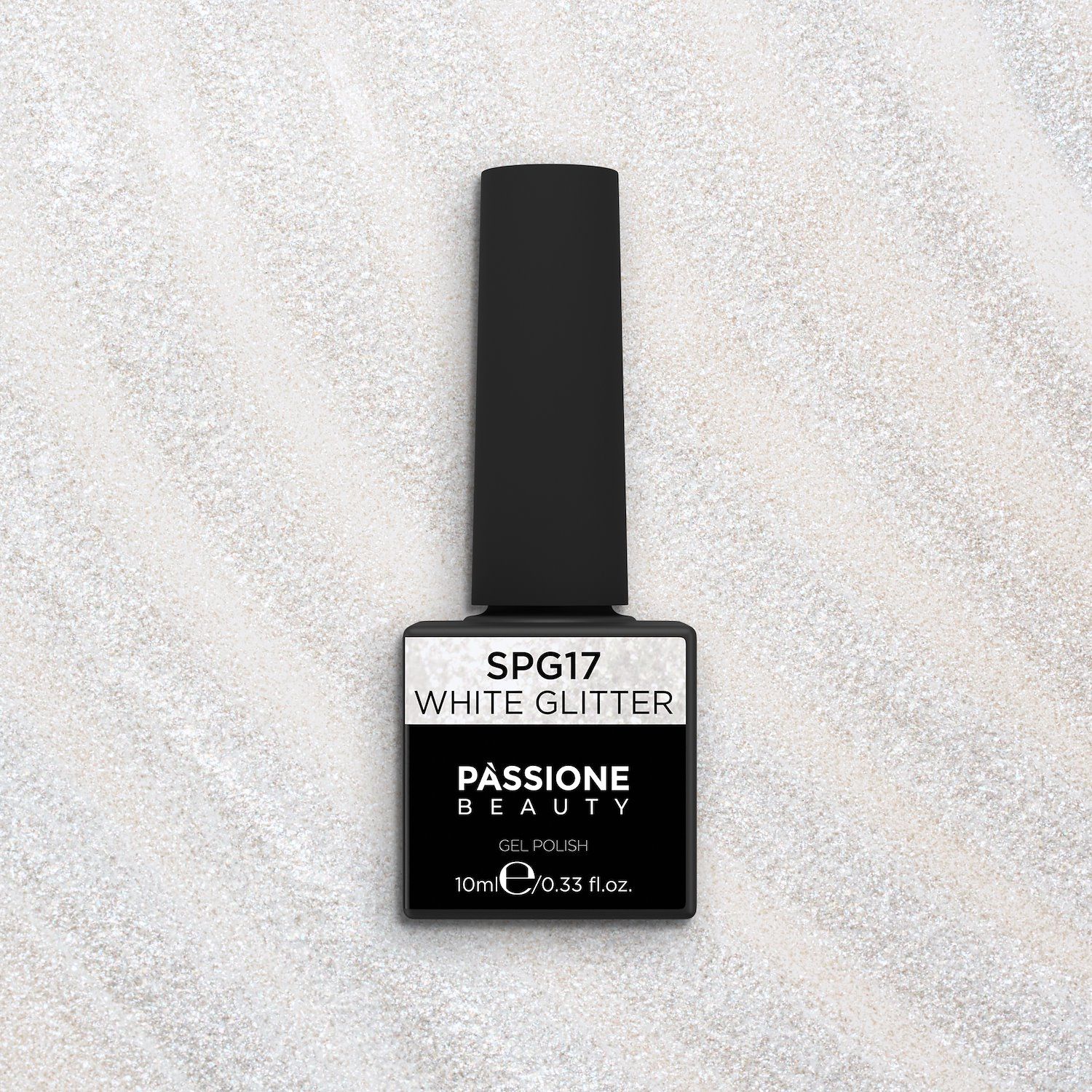 Gel Polish GPG17 White Glitter - GPG17 White gel polish, pearly white with micro glitter - detail 1