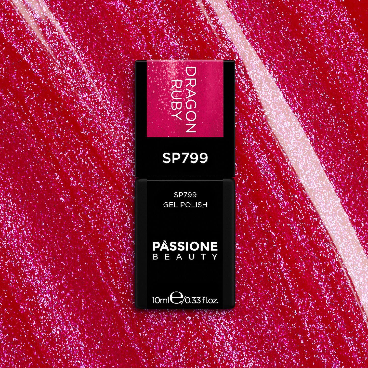 Esmalte semipermanente SP799 Dragon Ruby - Esmalte semipermanente fucsia con micro-purpurina fucsia - detalle 3