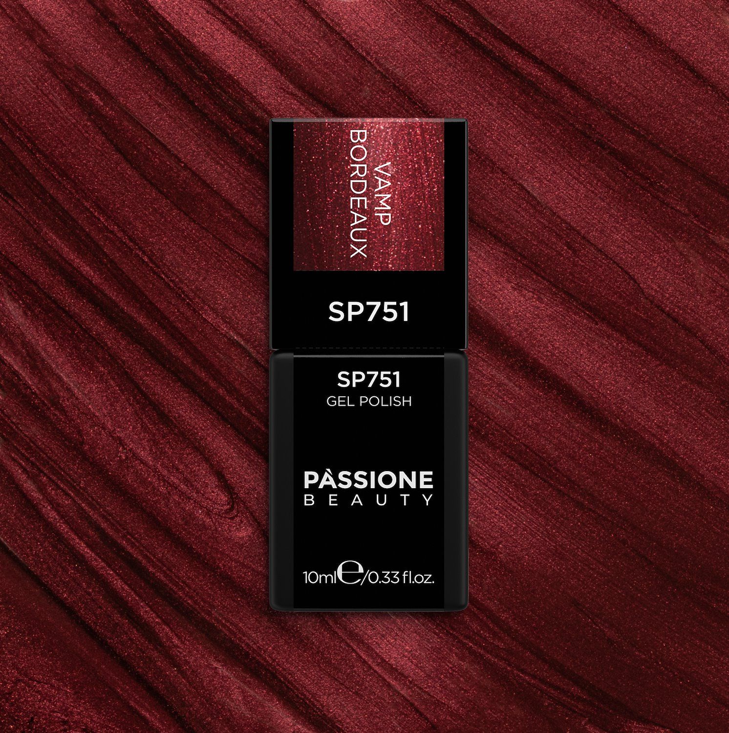 Esmalte semipermanente  SP751 Vamp Bordeaux - Semipermanente rojo burdeos metalizado - detalle 1