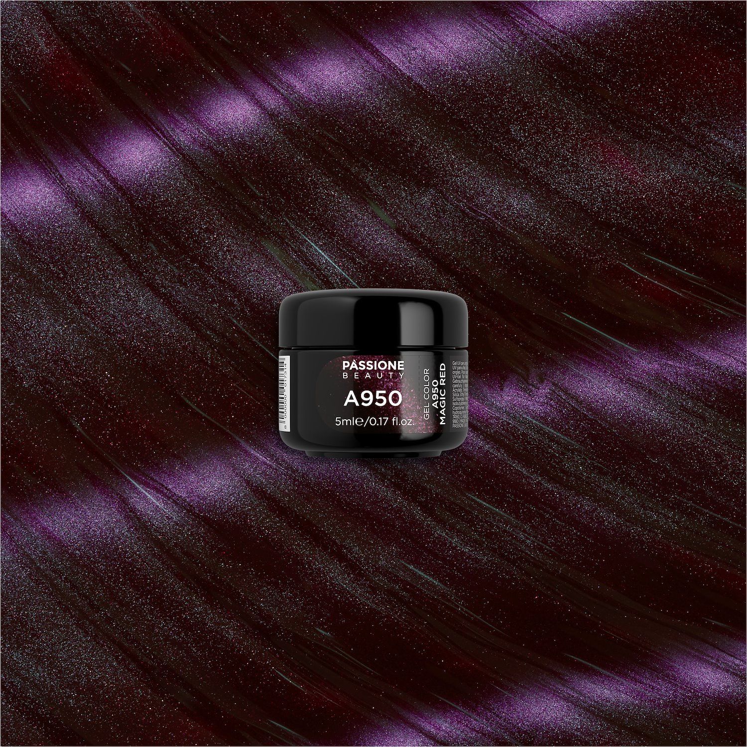 Gel color A950 Magic Red - Gel color bordeaux tendente al viola Effetto Cat Eye - dettaglio 3