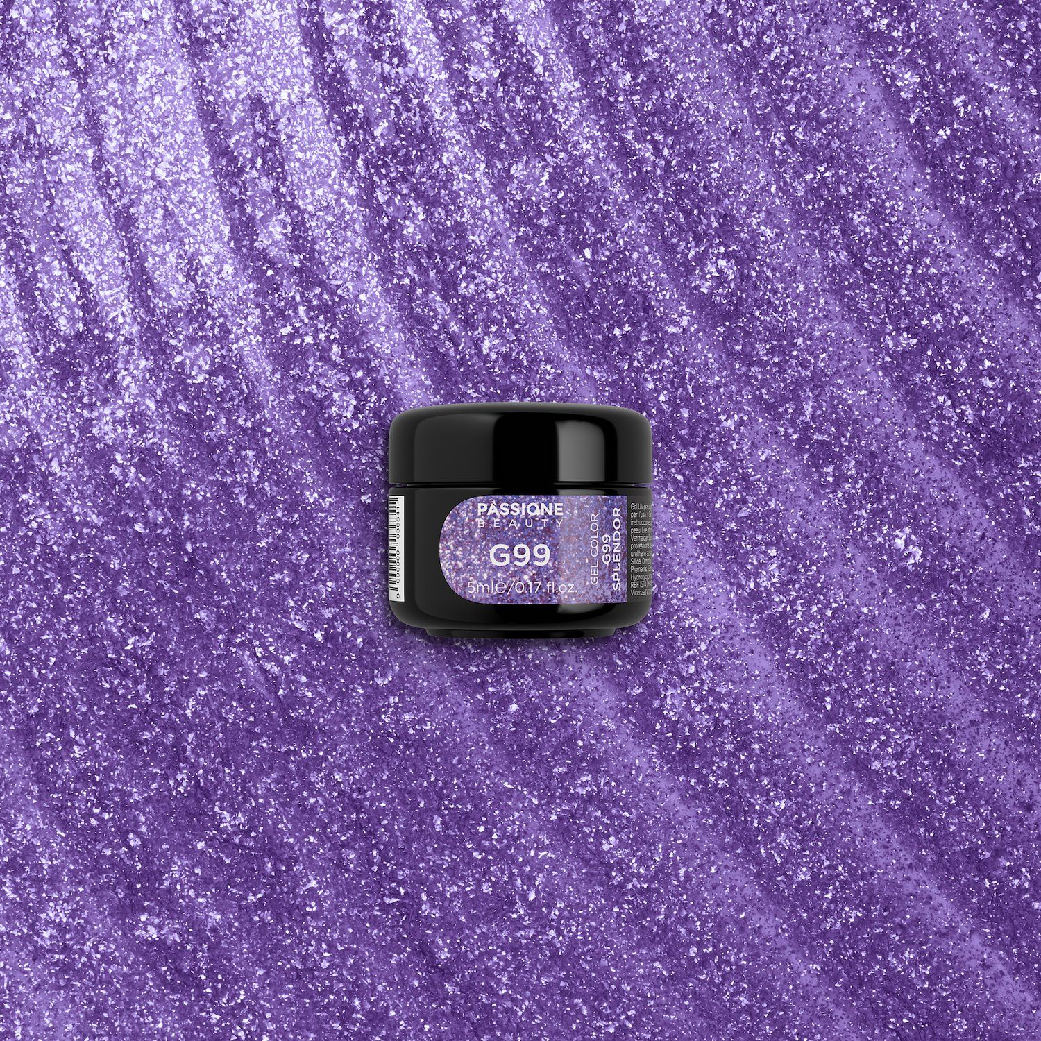 Gel Glitter G99 Splendor - Gel color viola con flakes argento e viola - dettaglio 3