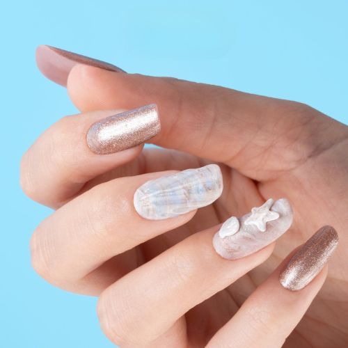Beach Vacation nails | Ongles effet coquillage