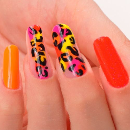 Fluo vibes | Ongles léopard