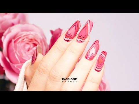 Geometric V Day Nails | Ongles Saint-Valentin avec cœurs