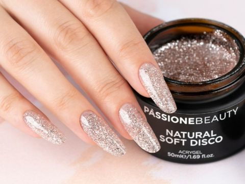 Acrylgel Nude mit Glitzer