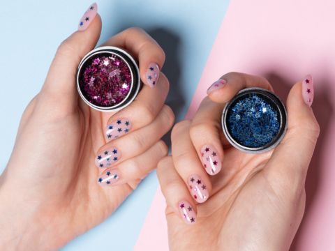 Metallic Stars Nail Art