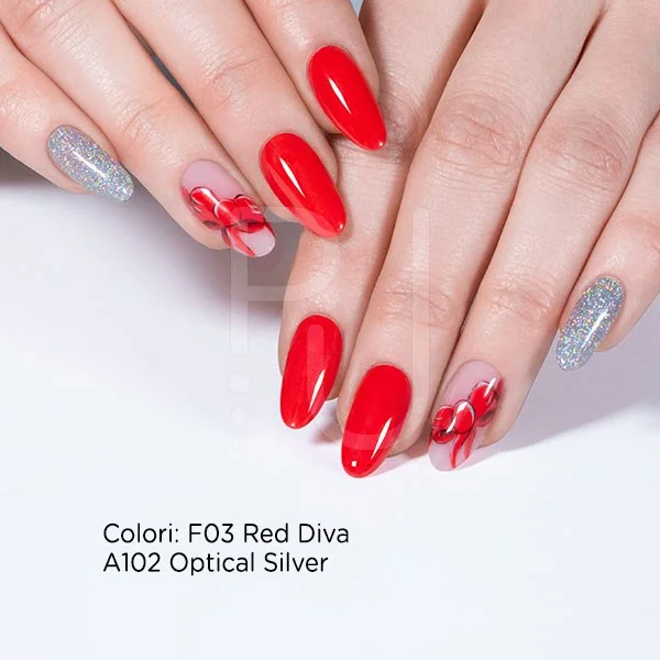 Gel colour F03 Red Diva - ClassicRed Self-sealing UV Gel Colour - detail 1