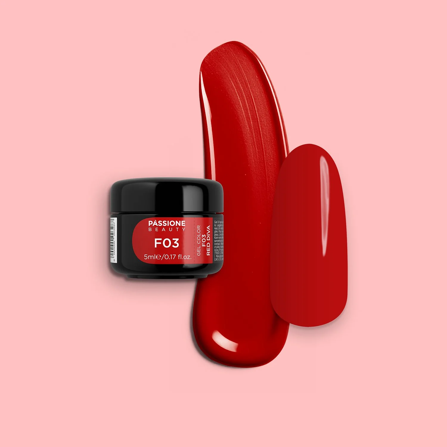 Gel colour F03 Red Diva - ClassicRed Self-sealing UV Gel Colour