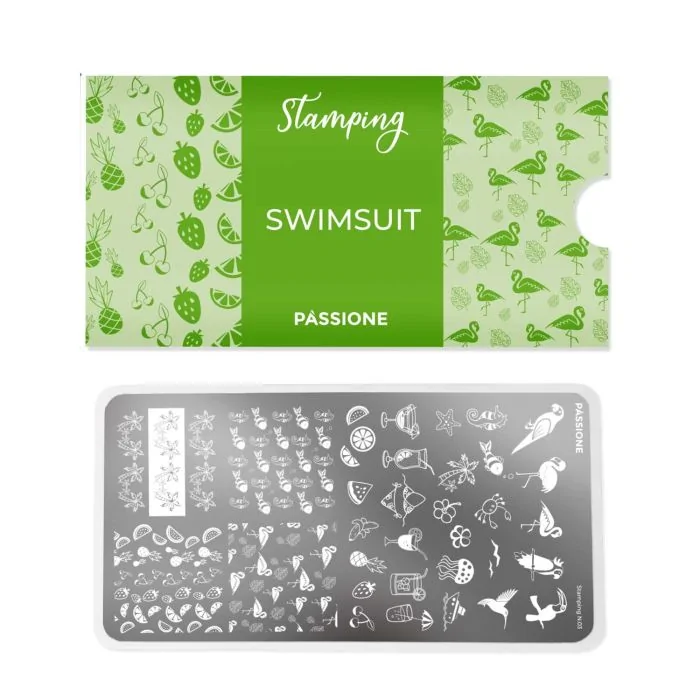 Swimsuit - Stamping Plate - Nail stamping plate with exotic animals and cocktails - detail 1