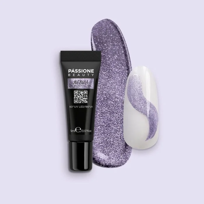 Nebula UV Painting Gel - Nebula UV Gel Paint Wisteria Lilac with Ultra-Fine Silver Micro-Glitter