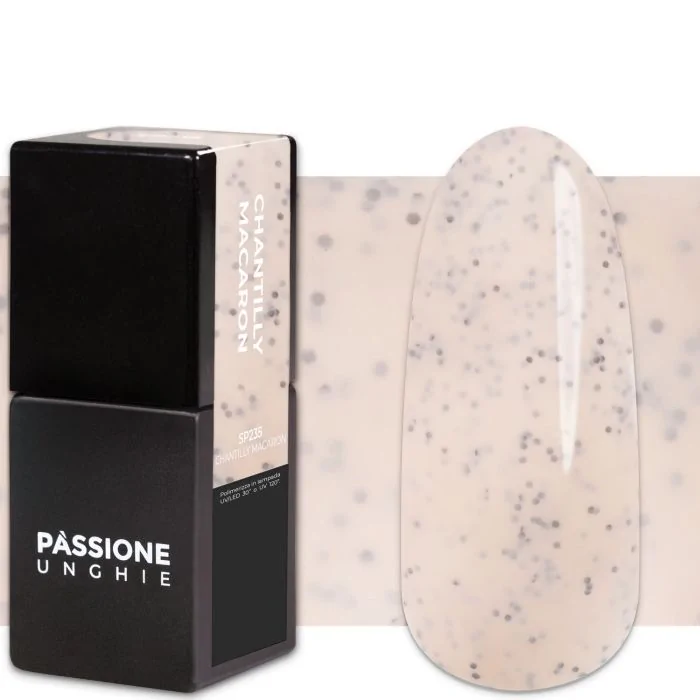 Gel Nail Polish GP235 Chantilly Macaron - Pastel Ivory Gel Polish with black particles