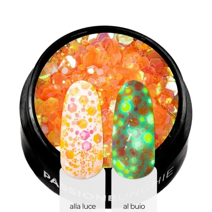 Orange Glow Glitter - Opalescent orange glitter and sequins