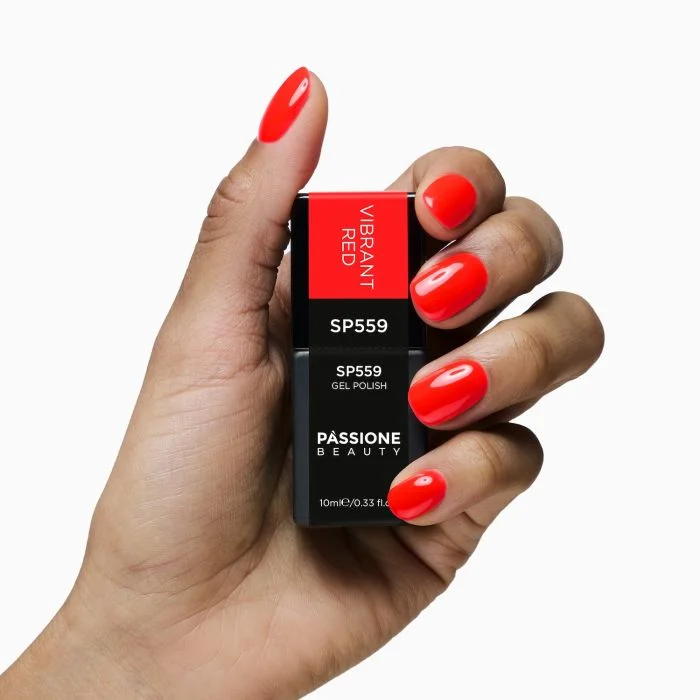 Smalto semipermanente SP559 Vibrant Red - Colore semipermanente arancione acceso tendente al rosso - dettaglio 1