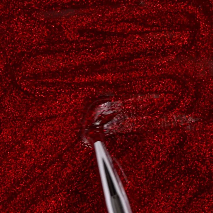 Application of Gel Nail Polish SP623 Sparkling Red