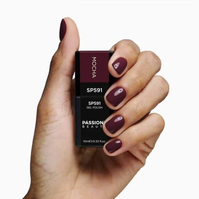 Esmalte semipermanente SP591 Mocha - Esmalte Semipermanente color marrón ciruela - detalle 1
