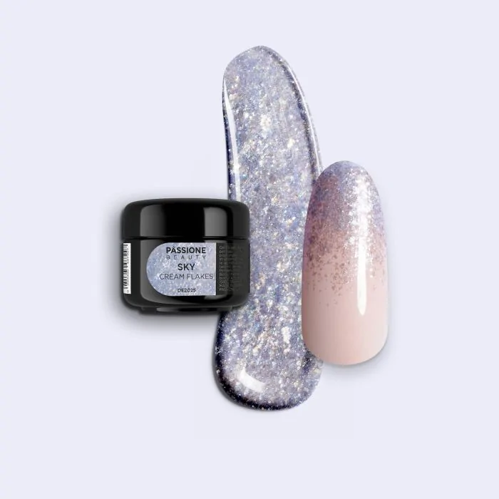 Sky Cream Flakes - Crème de glitters en flocons pour nail art bleu ciel