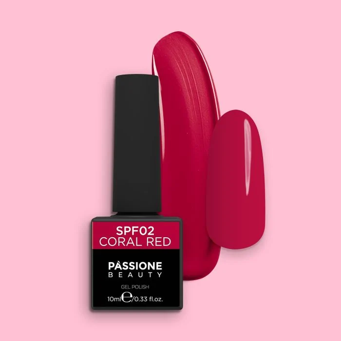 Gel Nail Polish GPF02 Coral Red  - GPF02 Coral Red gel polish, sweet and vivid red
