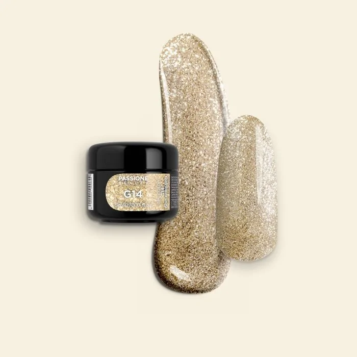 Gel Glitter G14 Dom Perignon - Gel couleur pailleté champagne