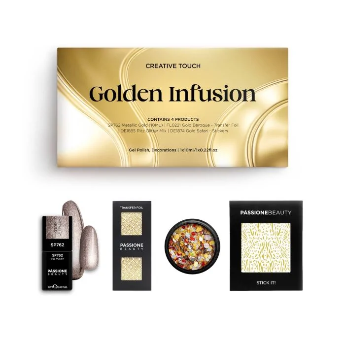 Colección  Creative Touch – Golden Infusion - Kit de semipermanentes y decoraciones para un look glamuroso y brillante