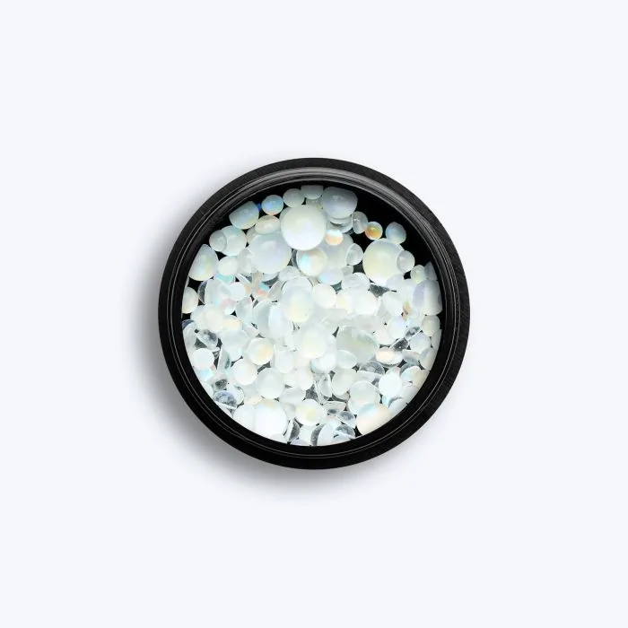 White Drop Gems - White Drop Gems pour ongles, couleur blanc irisé
