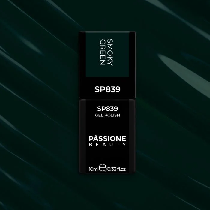 Smalto semipermanente SP839 Smoky Green - Colore semipermanente verde scurissimo - dettaglio 1
