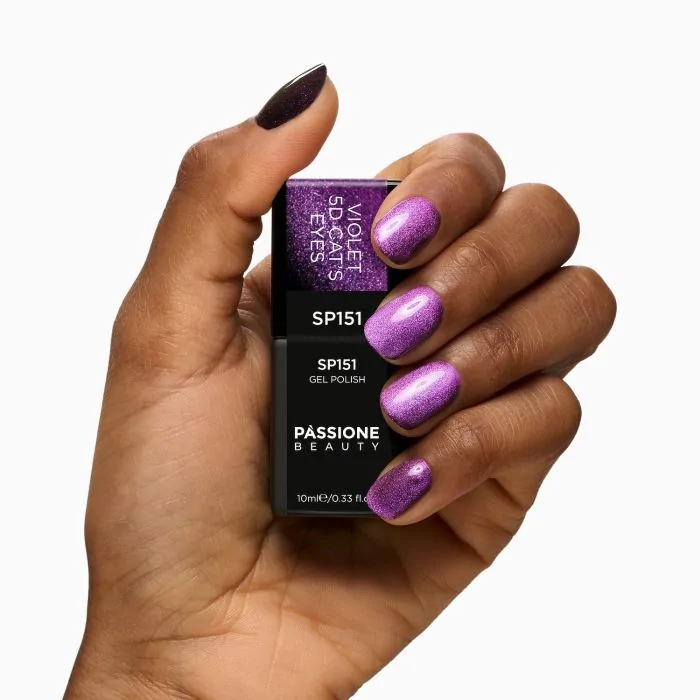 Gel Nail Polish SP151 Violet 5D Cat Eye - Violet Gel Polish with Cat Eye Effect - detail 2