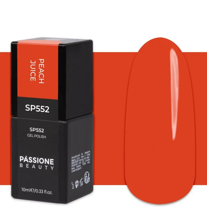Gel Nail Polish SP552 Peach Juice - Coral Red with Orange undertones Gel Polish