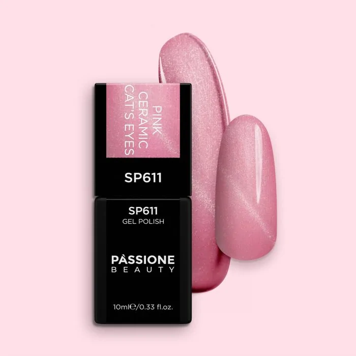 Gel Nail Polish SP611 Pink Ceramic Cat's Eyes - Pink Gel Polish with Cat Eye Effect