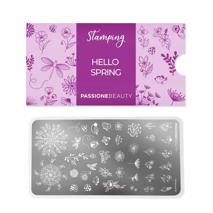 Hello Spring - Stamping Plate - Stamping plate with spring nail decorations - detail 1