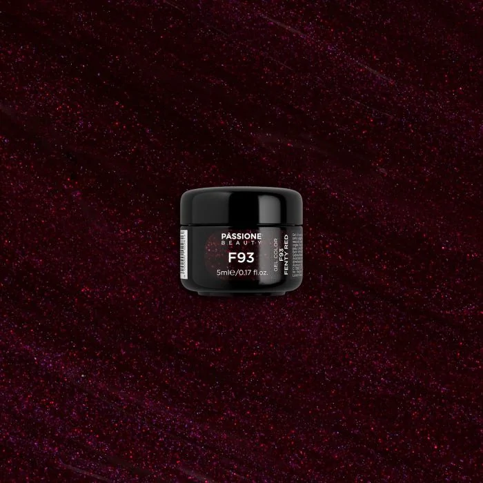 Gel Color F93 Fenty Red - Gel color burdeos con micro purpurina autosellador - detalle 1