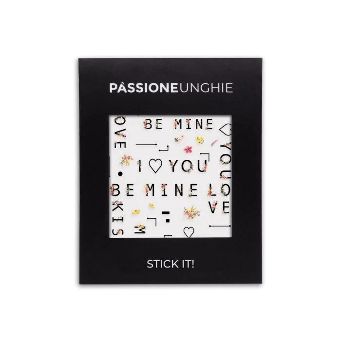 Be Mine - Nail Stickers - Stickers para nail art con letras y flores 