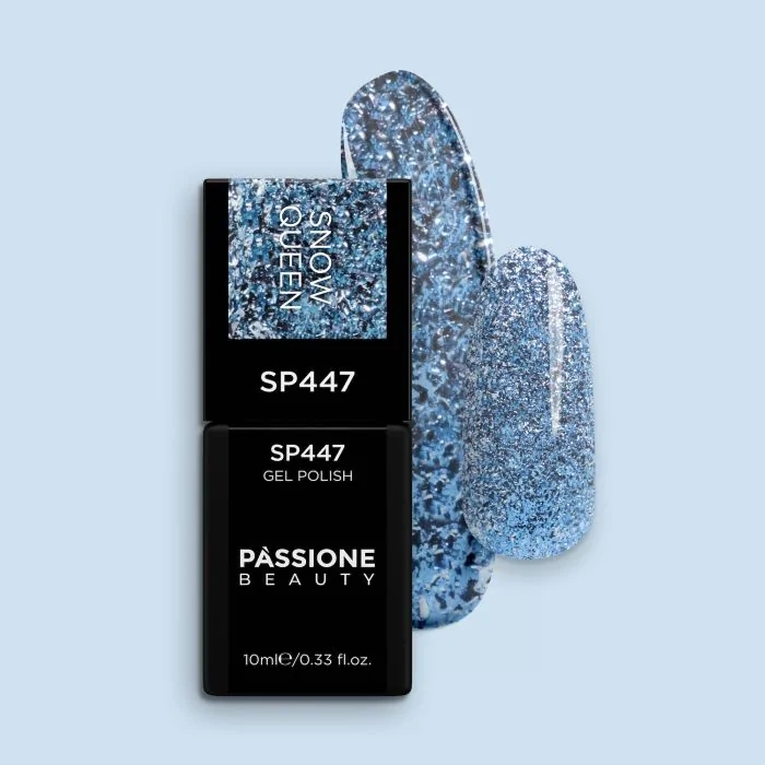 Gel Nail Polish GP447 Snow Queen - Light Blue Gel Polish with silver flakes