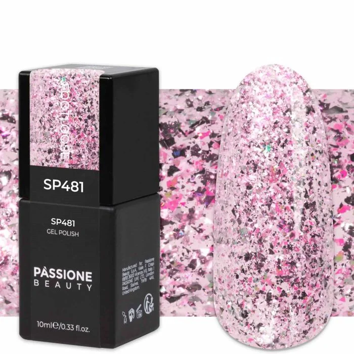 Gel Nail Polish GP481 Footloose - Silver glitter pink gel polish