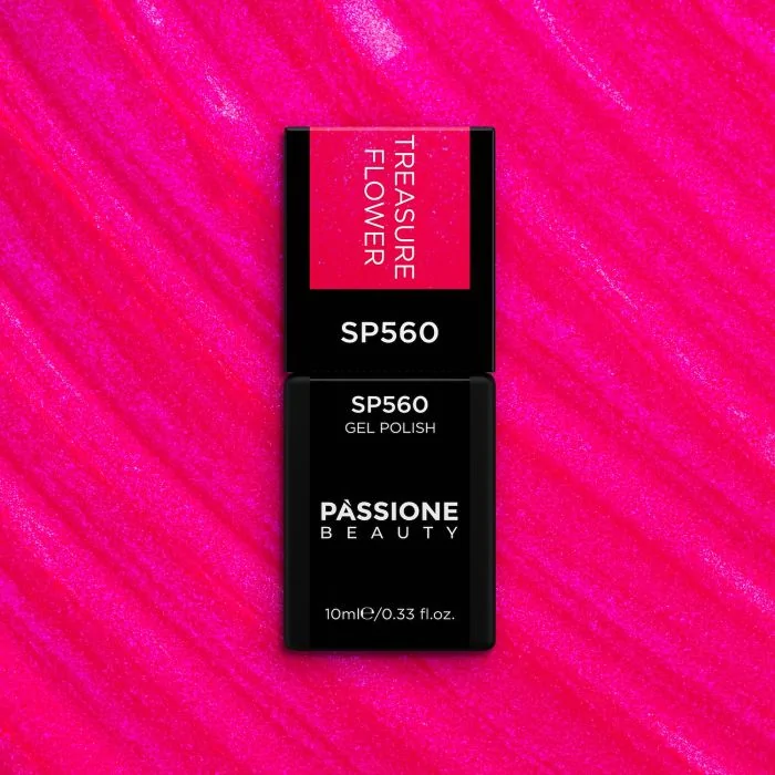 Vernis semi-permanent SP560 Treasure Flower - Vernis semi-permanent fuchsia fluorescent avec reflets bleus - détail 1