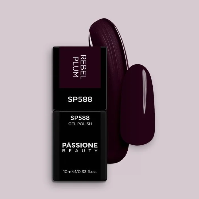 Esmalte semipermanente SP588 Rebel Plum - Esmalte semipermanente morado oscuro