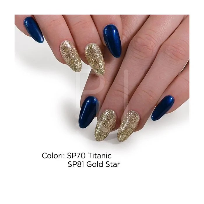 Gel Nail Polish GP81 Gold Star  - Gel Polish with golden glitter - detail 1