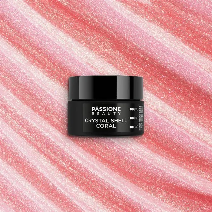 Crystal Shell Coral 15 ml - Builder gel autonivelante rosa coral con micro-purpurina holográfica - detalle 1