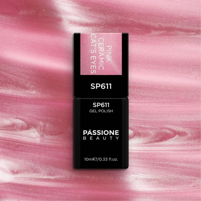Gel Nail Polish SP611 Pink Ceramic Cat's Eyes - Pink Gel Polish with Cat Eye Effect - detail 1